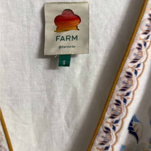 FARMRio Mystic Blue Lotus Placed Print Long Sleeve Linen Blend Maxi Dress - Picture 5 of 9